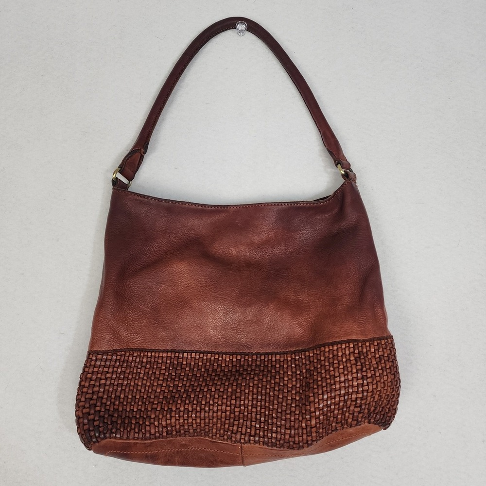 Marta Ponti Portugal Hobo Bag Womens Brown Woven Leather Top Handle Shoulder Bag